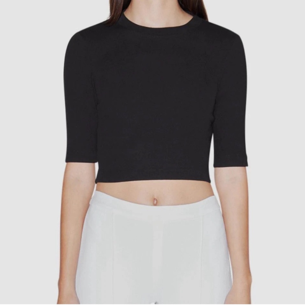 Rosetta Getty black cropped half sleeve cotton top $325 - Large (Medium)